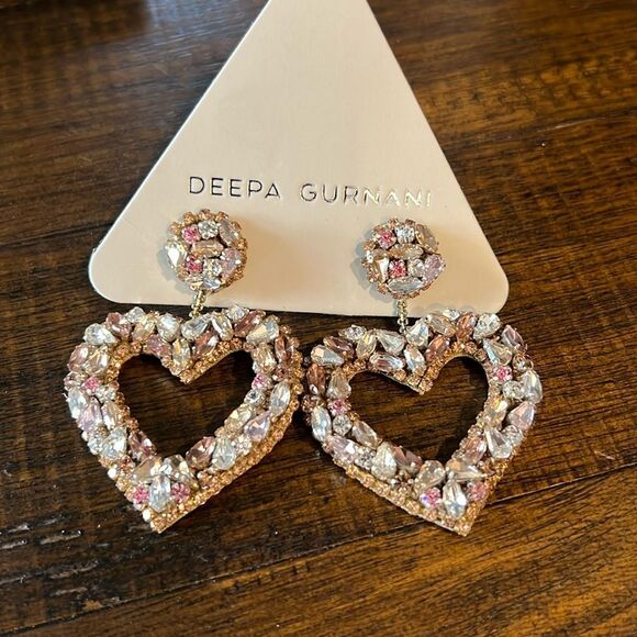 Deepa Gurnani Carolina Mixed Crystal Heart Earrings- Pastel Multi - Picture 4 of 5